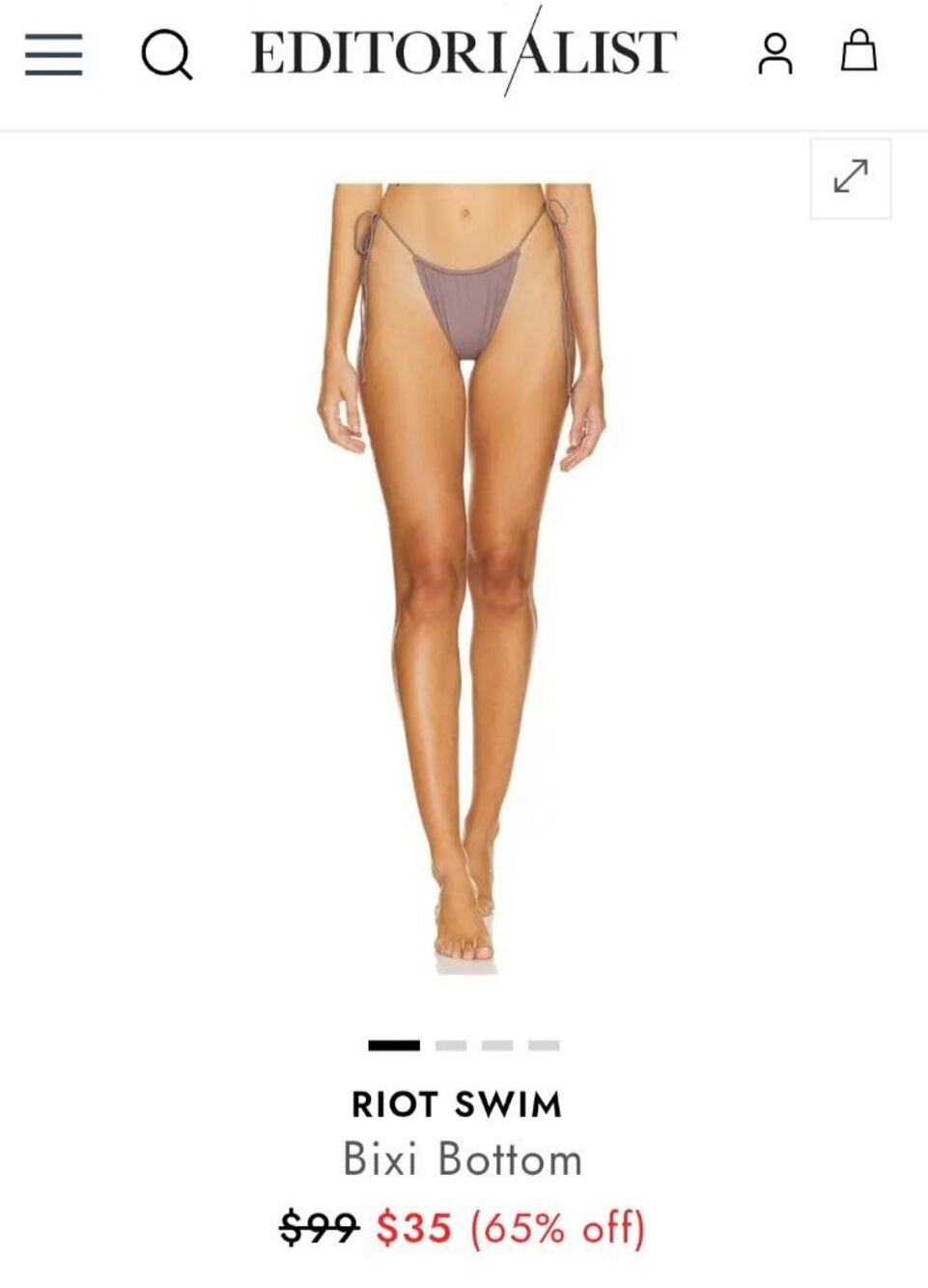 NWT Riot Swim Bixi Bikini Bottom mystic mauve  Side Tie Size XL